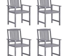 Director's Chairs 4 pcs Solid Acacia Wood Grey
