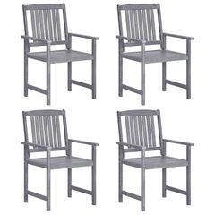 Director's Chairs 4 pcs Solid Acacia Wood Grey