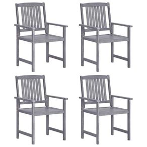 Director's Chairs 4 pcs Solid Acacia Wood Grey