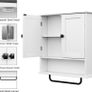Bathroom Wall Cabinets with Towels Bar,Storage Cabinet, Over The Toilet Storage with 2 Doors and Adjustable Shelf, Wall Cabinet for Bathroom Laundry Kitchen (White) Image 7