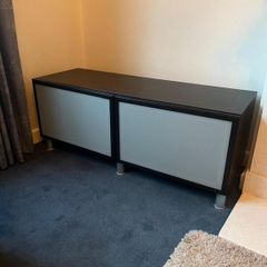 IKEA BESTA TV Bench Unit with Frosted Glass Doors