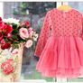 New Girls Polka Dot Spot Dress High Waist Lace Velvet Bow Tutu Party Size 4-5 yrs Image 2