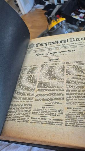 rare   Congressional Record 83rd Congress: Joseph McCarthy Censure Special Session Nov 1954