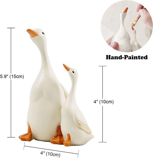 I love you Mom/Dad! Vivid Arts, Hand Painted Resin White Duck Call Duck Set of 2, Garden Ornament, Indoor Decoration Exquisite Decorations