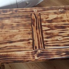 A table made of pallets.