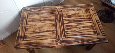 A table made of pallets.