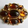 Vintage 1980s SPHINX Brown Cabochon and Pearl Brooch Image 2
