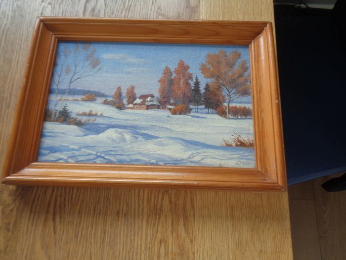 Original Framed  Winter Landscape Painting for Sale