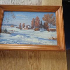 Original Framed  Winter Landscape Painting for Sale
