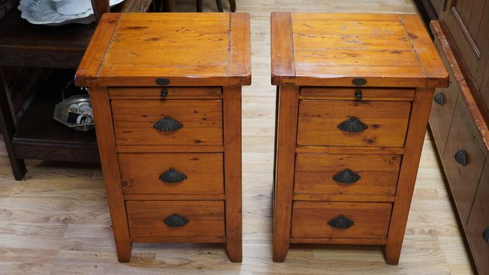 Pair of Irish Coast Reclaimed Wood Bedside Cabinets