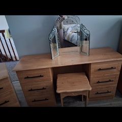 Dressing table with mirror and locker