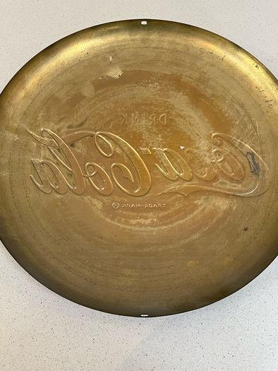 Coca Cola Brass Embossed Sign American 50's Rare