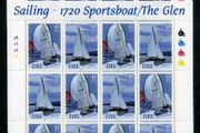 2001 Ireland Sailing (Ruffian, Howth, Sports boat &amp; The Glen) Stamp Sheetlet Plate 1A1A1A1A Mint Never Hinged (MNH).