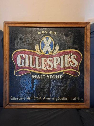 Rare Vintage Gillespie's Malt Stout Of Scotland Pub Sign