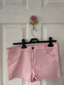 Baby pink denim shorts