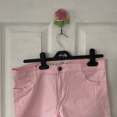 Baby pink denim shorts