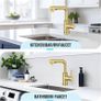 3 Function Sprayer Pull Out Kitchen Mixer Tap - 360 Swivel Single Handle Sink Tap for Bathroom or Kitchen - Gold Image 4