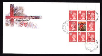 1996 Great Britain European Football Championship Commemorative Stamps Booklet Pane Royal Mail Addressed First Day Cover (FDC)