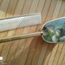 Vintage Gold Tone Hairbrush  Comb Set Painted Bird Design Image 4