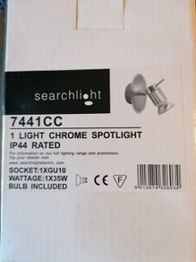 Searchlight 7441cc-led Aries (gu10 Led) Ip44 1 Light Chrome Spotlight Wall Bracket