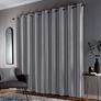 Goodwood Silver Thermal Insulated, Energy Saving, Blockout/Dimout Eyelet Pair of Curtains with Horizontal Wave Pattern 46 x 54 inch (FREE SHIPPING) Image 2