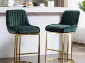 2 X Bar stools Velvet Luxurious Comfort & Sleek Style