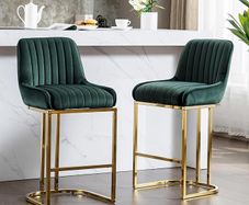 2 X Bar stools Velvet Luxurious Comfort & Sleek Style