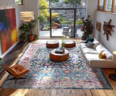 Square Rug Vibrant Turkish   200 x 200 cm