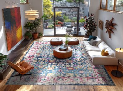 Square Rug Vibrant Turkish   200 x 200 cm