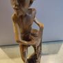 VINTAGE Fisherman with fish / Handmade wooden statue / Indonesian wood Image 2