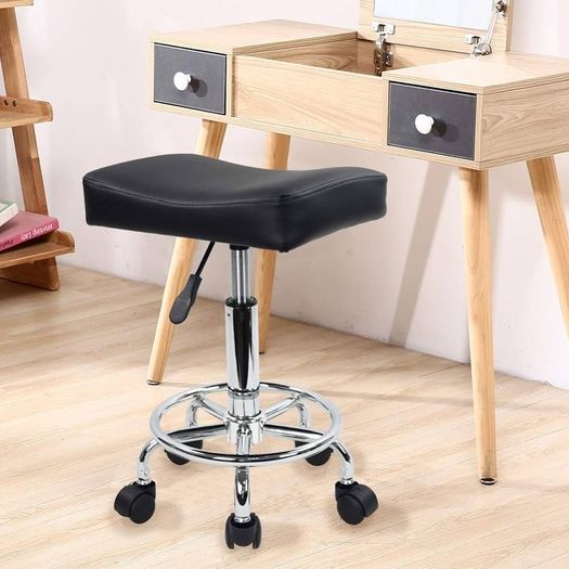 NEW SALE | Square Rolling Stool PU Leather Height Adjustable Swivel Massage SPA Salon Stools Task Chair with Wheels
