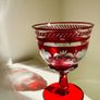 Vintage Bohemian Ruby Flash Cut Crystal Glass Pedestal Bowl Image 2