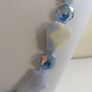Stunning Hand-Beaded Long Necklace with Pale Blue Lace Agate Asymmetric Faceted Beads and Czech Faceted Crystal Beads - Handmade by Christabel Image 3