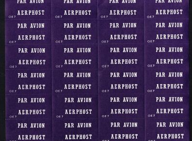 Ireland Sheet of 24 labels Par Avion Aerphost O.E. 7
