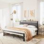 King Size Bed Frame with Storage Headboard, Metal Upholstered Platform Bed Frame King Image 5
