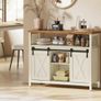 Sideboard, Kitchen Cabinet, Storage Cabinet with 2 Sliding Doors, 33 x 100 x 80 cm, Adjustable Shelves, for Living Room, Cloud White/Honey Brown Image 2
