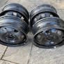 Four Black Steel Wheel Rims and Sixteen bolts Image 2