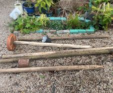 old wooden garden poles