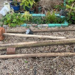 old wooden garden poles