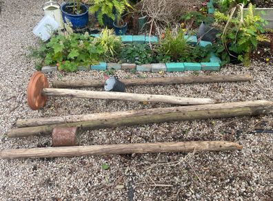 old wooden garden poles