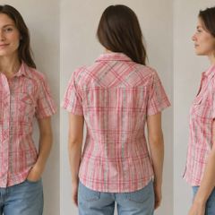 Pink Plaid Short Sleeve size S