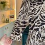 Wallis Ladies Knee-length Black and Beige Animal-print Dress with gathered side tie. Image 5
