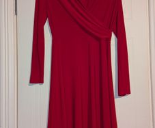 gorgeous long sleeve wrap effect red midi dress from DKNY