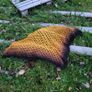 Handmade crochet triangle shawl wrap. Mustard yellow gradient ombre lacy shawl Image 9