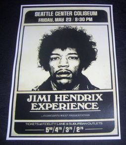 Jimi Hendrix Seattle Center Coliseum 1969 Repro Concert Poster
