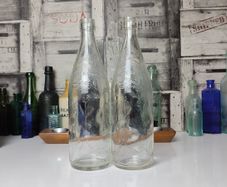 363 - Set of 2 Vintage Collectible Decorative Clear Glass Embossed Letters L Rose and Co Ltd Bottles