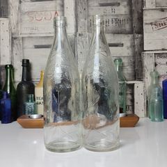 363 - Set of 2 Vintage Collectible Decorative Clear Glass Embossed Letters L Rose and Co Ltd Bottles