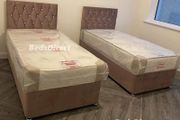Brand New Stylish single Divan Beds.. Multiple Options Of Headboards. Tufted Memory Foam Mattresses Available. Drawers Storage Available