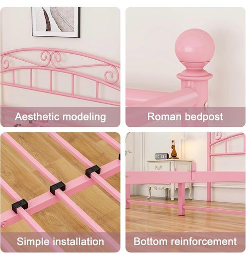Bed Frame King Size with Ornate European Style Headboard & Footboard