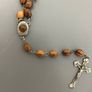 Jerusalem Holy Soil  capsule in Olive Wood Rosary Beads Image 2
